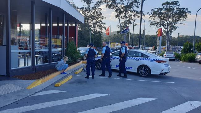 A woman was one of two people arrested at McDonalds Lisarow. Picture: Top Notch Video