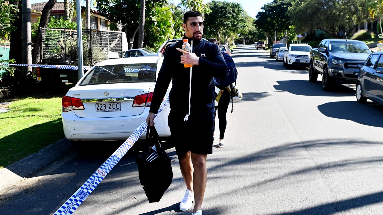 BRISBANE, AUSTRALIA - NewWire Photos - JUNE 9 ,2022. Australian boxing heavyweight champion Justis Huni returns to his home in Sunnybank Hills, Brisbane. His home was hit by five bullets in a drive-by shooting in the early hours of this morning. Picture: NCA NewsWire / Dan Peled