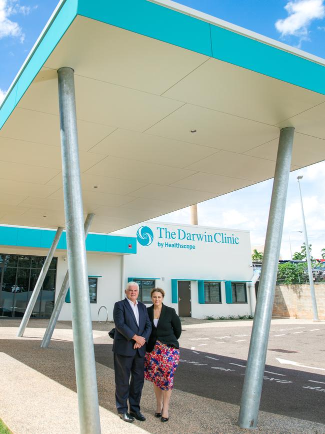 The NT's first private mental health facility is open. Darwin Private General manager Jo Seiler and Healthscope CEO Steven Rubic. Picture Glenn Campbell