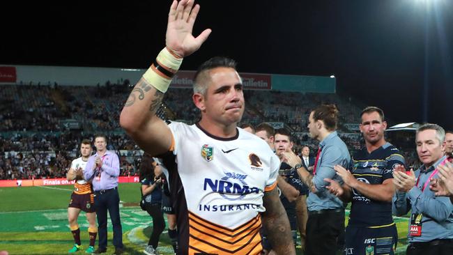 Corey Parker of Brisbane leaves for the final time after losing the Elimination Final between the North Queensland Cowboys and the Brisbane Broncos. Pic Darren England.