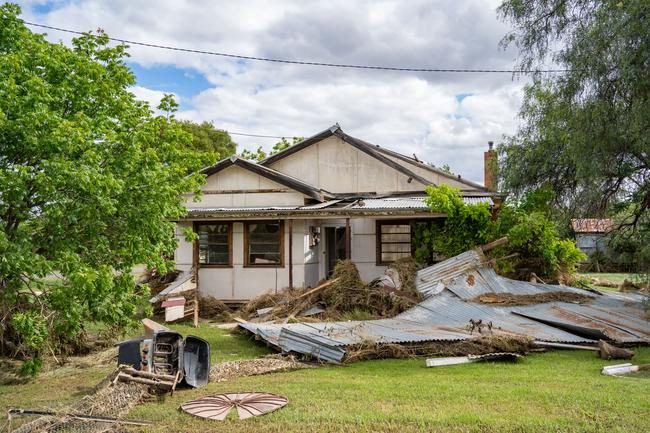 Huge storms late Sunday caused a massive flash flood in the middle of the night in Eugowra, with houses washed off their foundations, and cars and other items strewn though the town. Picture: Chris Watson/Farmpix Photography