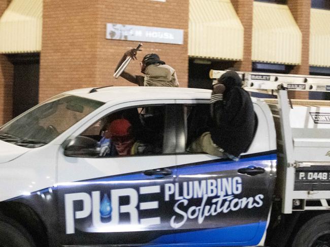 22-02-2024 - Youths in Alice Springs drive a stolen Toyota Hilux through town at 4am. Picture: Liam Mendes / The Australian