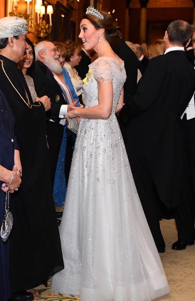 She accessorised her bejewelled gown with plenty of sparkling diamonds. Photo: Victoria Jones/PA Wire