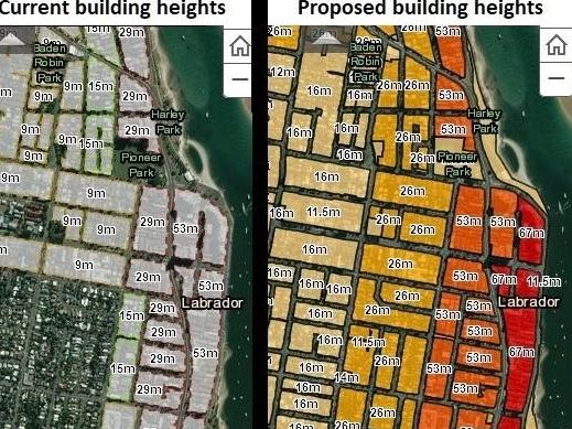 Planned building height changes being considered in Labrador under changes to the Gold Coast City Council's City Plan.