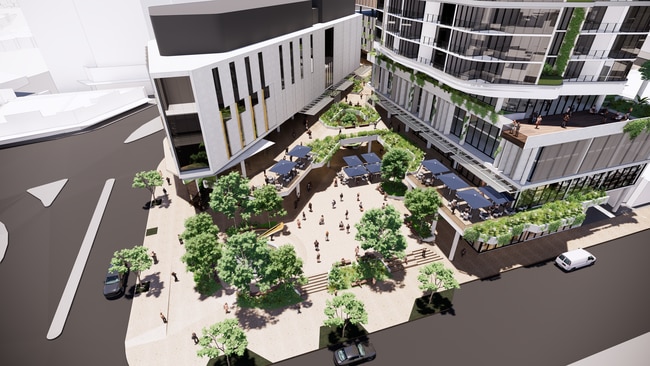 An artist's impression of the overview of the plaza at the $450 million Toowong Town Centre.