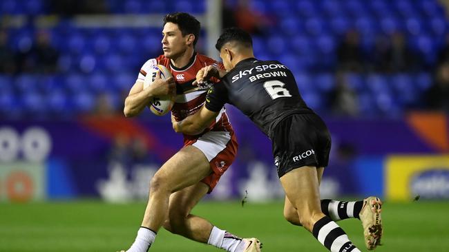 Eels fans don’t want to see Dylan Brown tackling Mitch Moses in the NRL. Picture: Gareth Copley/Getty Images