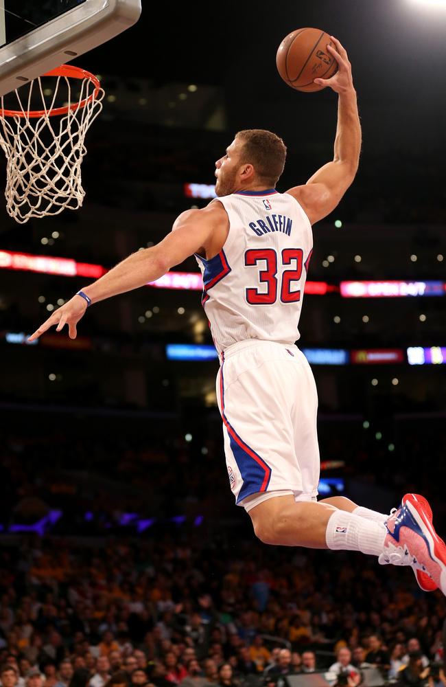 Blake Griffin throws down a huge dunk against Los Angeles.