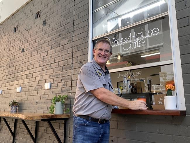 Phil Eckersley outside the takeaway window of the Brewhouse Cafe in Grafton.