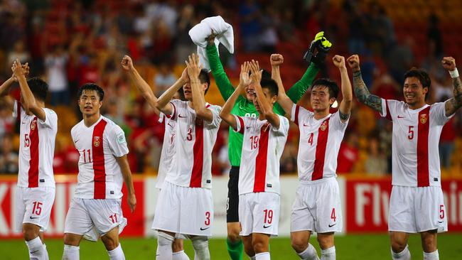 China's team saluting fans.