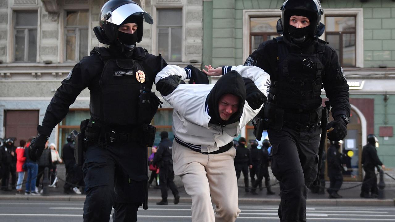 More than 2000 people have been detained at protests against partial mobilisation. Picture: AFP