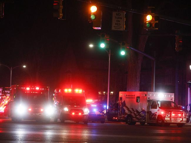 Police and emergency vehicles rushed to the scene where a gunman opened fire at the campus of Michigan State University in Lansing, Michigan. Picture: Getty Images