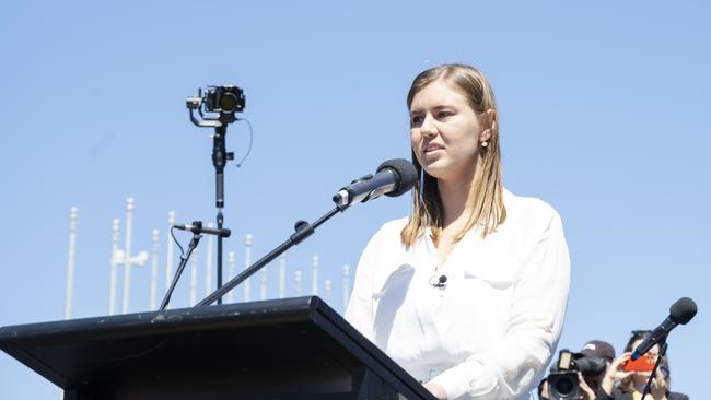 Higgins told an angry mob at a ‘March 4 justice’ rally in Canberra last year that she’d been treated by her bosses as a ‘political problem’. Picture: Getty Images