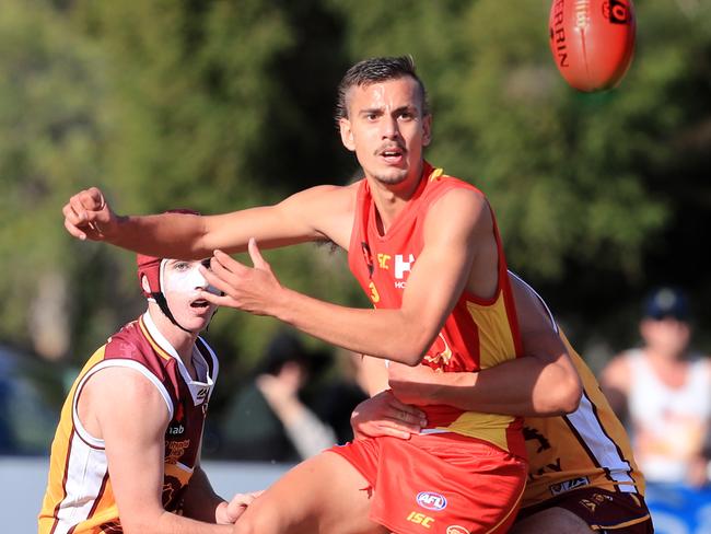 August 16, Gold Coast, Queensland - Gold Coast Suns Academy player Joel Jeffrey (#30) in action against the Brisbane Lions at Labrador during the VFL NAB League.Scott Powick Newscorp