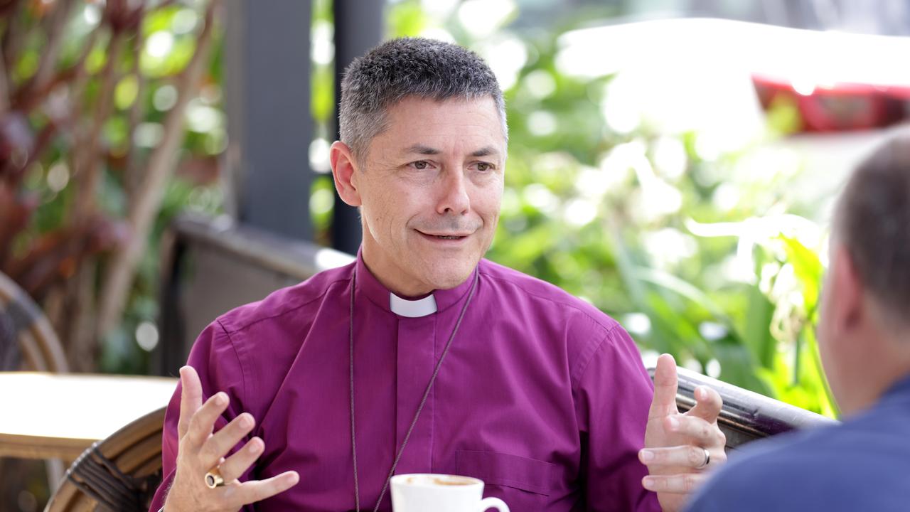 Jeremy Greaves reveals his unlikely path to becoming the Anglican Archbishop of Brisbane over coffee in Ascot. Picture: Steve Pohlner