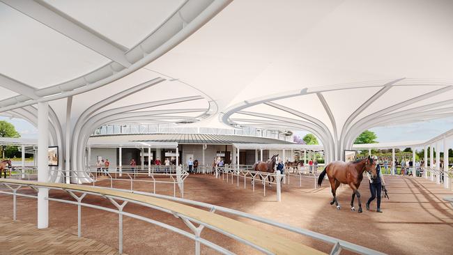 Artist depiction of the parade area at the new Inglis Riverside Stables in Warwick Farm.