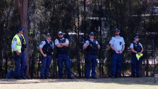 There was a visible police presence at the Jummah Prayers on Friday. Picture: NCA NewsWire / David Swift