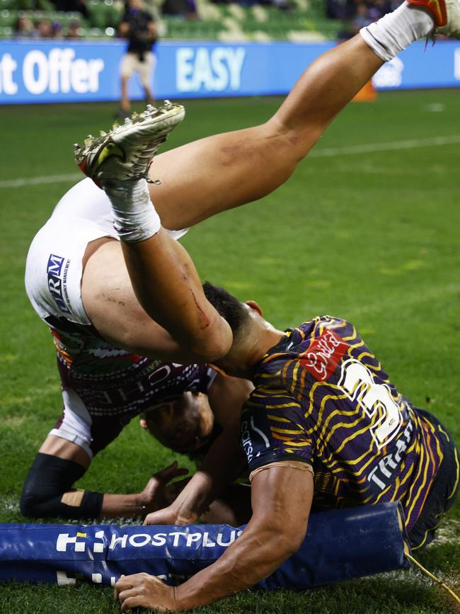 Des Hasler was happy with the effort of Christian Tuipulotu. Picture: Daniel Pockett/Getty Images