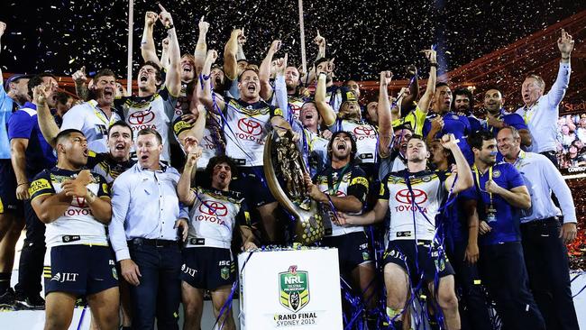 Thurston led the Cowboys to their first ever premiership. Picture: Brett Costello