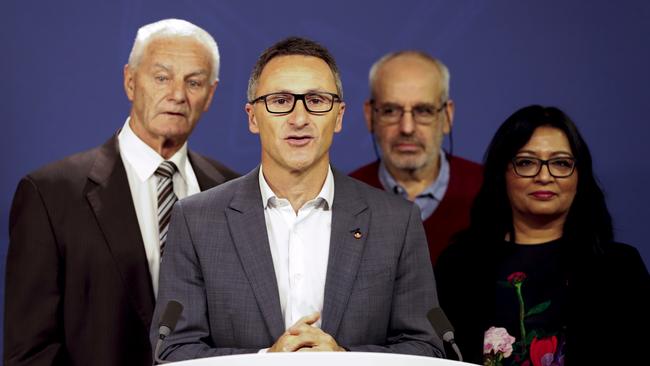 Greens Leader Richard Di Natale speaks to the media during a press conference in Sydney. Picture: AAP