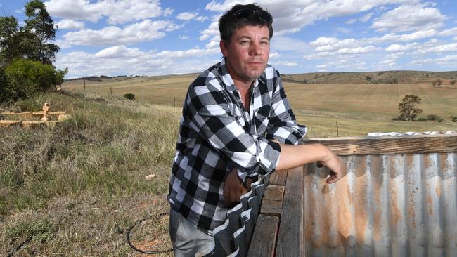 Mark Cunningham is concerned about plans for a 26-turbine wind farm near his home at Crystal Brook. Picture: Tricia Watkinson