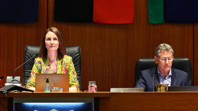 Cairns Regional Council mayor Amy Eden and CEO Ken Goulthorp who was named to the role late last year. It’s understood that the pair have a strained relationship. Picture: Brendan Radke