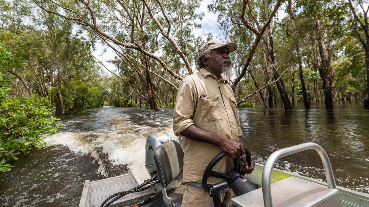 Kakadu National Park comes alive during the wet season. Guluyambi Wet Season Tour and Cruise takes you through the submerged paperbark forests of the National Park after heavy rains. Guide Robbie Namarnyilk talks about his connection to the country. Picture: Che Chorley