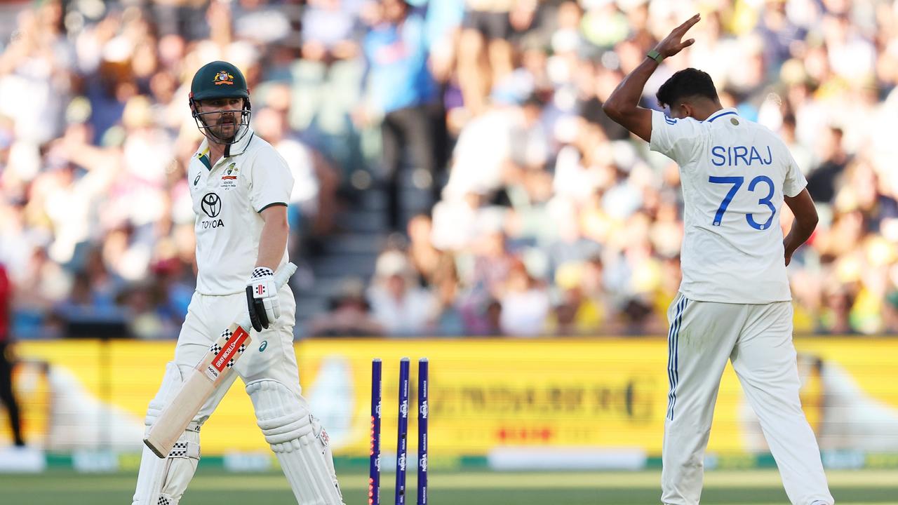 Siraj gives Head a send off. (Photo by Paul Kane/Getty Images)