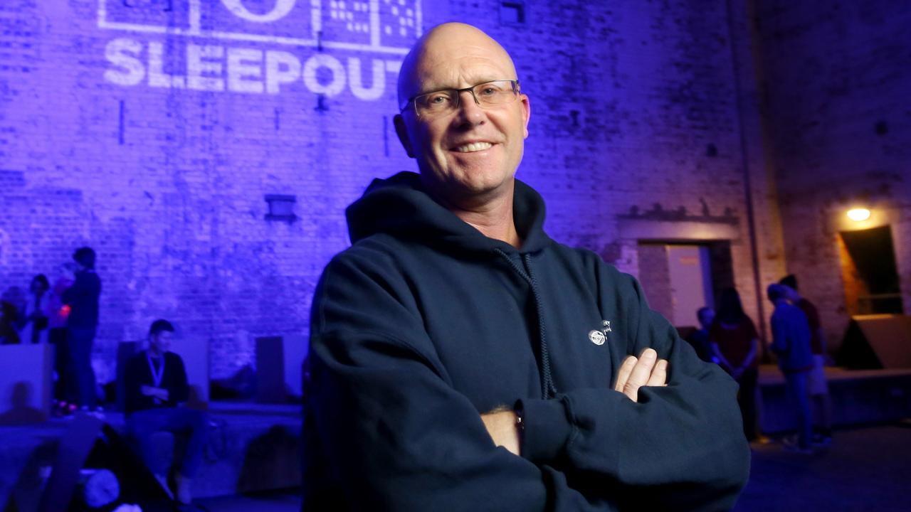 Kevin Mercer CEO St Vincent de Paul Qld, posing at the CEO Sleepout, at the Power House New Farm, Thursday, June 20, 2019. (AAP Image/Steve Pohlner)