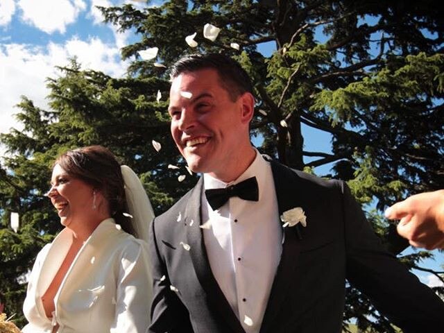 Spliced...The couple celebrate wedded bliss yesterday. Picture: Instagram