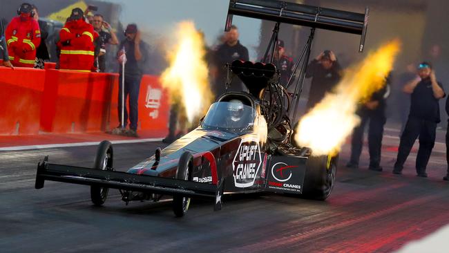 Rapisarda Autosport International driver and defending Damien Harris is leading the Australian Top Fuel championship race. Picture: Cackling Pipes Photography