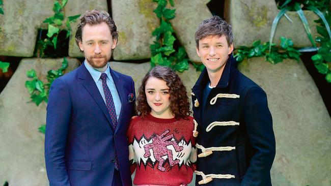 With Early Man co-stars Tom Hiddleston (left) and Eddie Redmayne at the London premiere in January. (Pic: Getty Images)