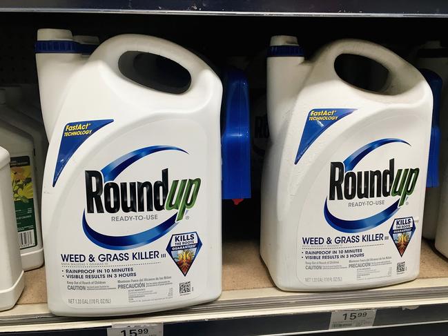 Roundup weed killing products for sale at a home improvement store in Chicago, Illinois, yesterday. A jury yesterday ordered Monsanto, the maker of Roundup, to pay a California couple more than $2 billion in damages after finding that the weed killer had caused their cancer. Picture: AFP