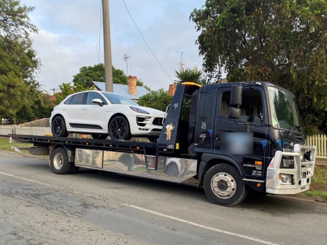 A Porsche SUV seized during the cross-border bikie raids.