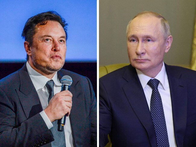 Elon Musk and Russian President Vladimir Putin.