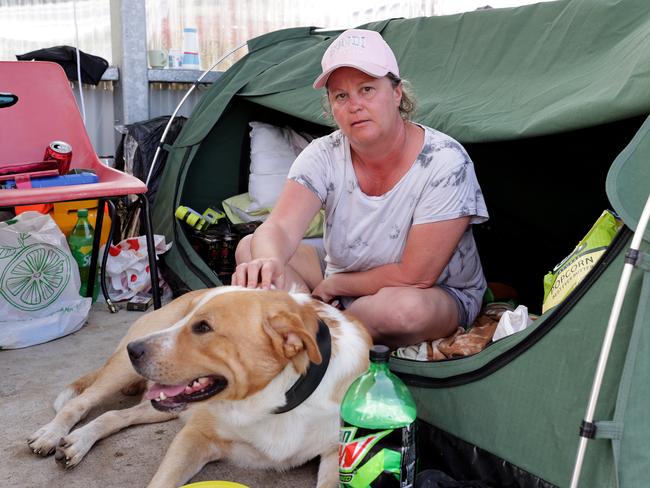 Coraki’s Linda Hawke and dog Bill sleeping rough. Picture: Toby Zerna