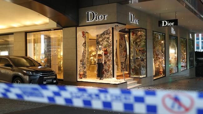 Another ram raid has taken place in Collins Street, Melbourne CBD at Dior. Picture: NCA NewsWire / David Crosling