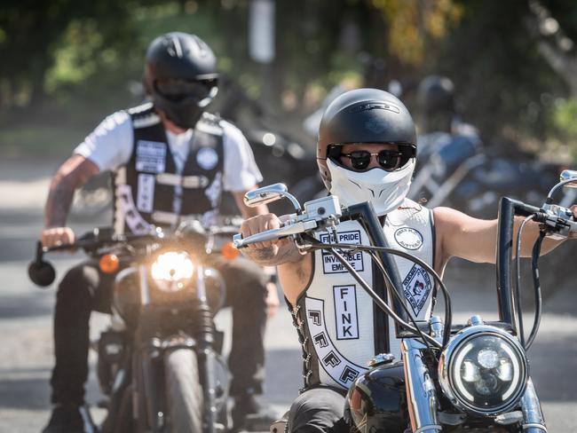 Wodonga Vic, AUSTRALIA - Herald Sun - 28th Jan, 2022.Fink bikies spending the night in Wodonga at the Blazing Stump Hotel.BYLINE -  Simon Dallinger.