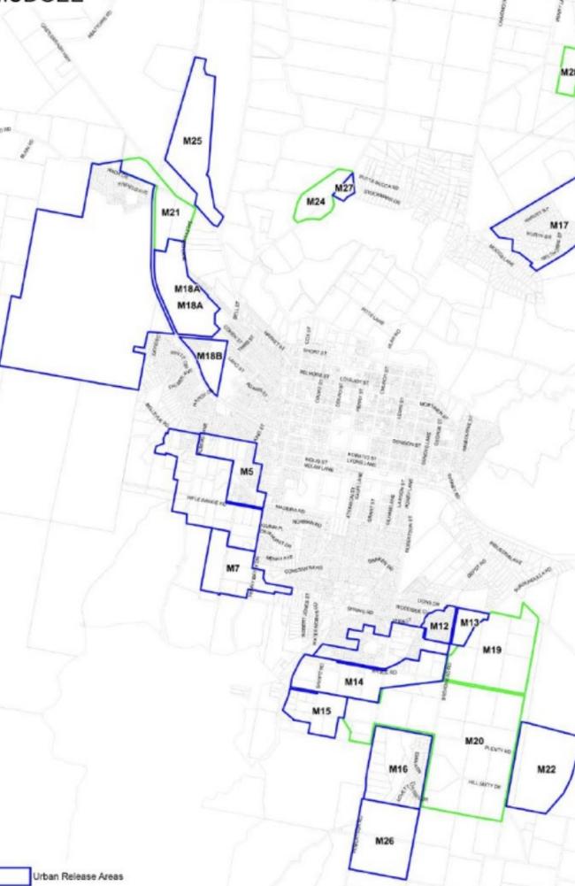 A map of Mudgee of the proposed site for urban release strategy.