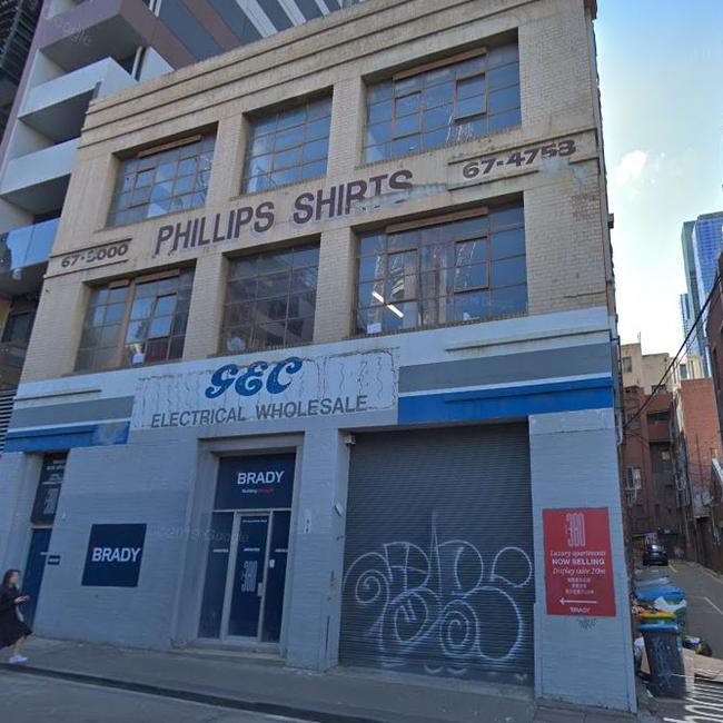 The former Phillips Shirts building at 274 Lt Lonsdale St, Melbourne CBD.