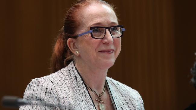 Australian Human Rights Commission President, Professor Rosalind Croucher appearing at a Senate Estimates hearing at Parliament House in Canberra. Picture Kym Smith