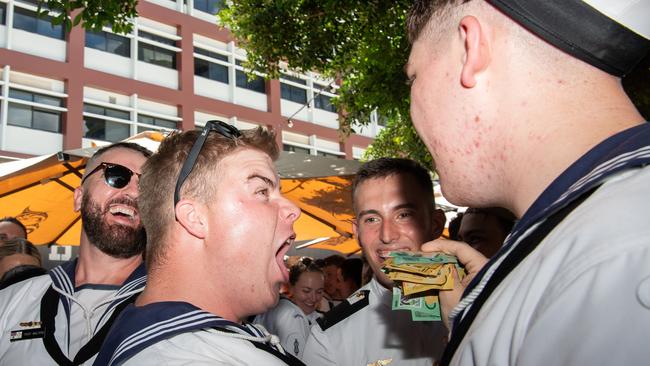 ADF personnel crowd into Darwin pubs to celebrate Anzac Day. Picture: Pema Tamang Pakhrin