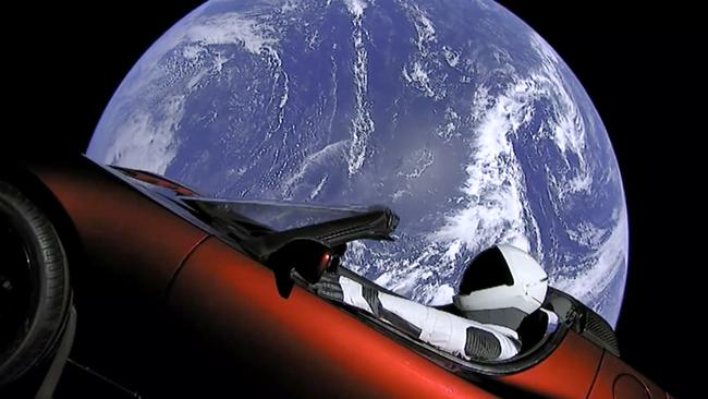 Elon Musk’s Starman in his Tesla car was launched into space earlier this month and was destined for Mars but is set to head further into Space. (SpaceX via AP)