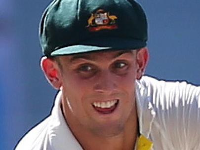 Australian batsman Mitchell Marsh plays a shot during the third day of the first test cricket match against Pakistan at the Dubai International Stadium in Dubai on October 24, 2014. AFP PHOTO/ MARWAN NAAMANI