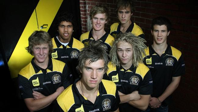 Richmond’s 2009 draft class: Jeromey Webberley, Troy Taylor, Dustin Martin, David Astbury, Ben Griffiths, Ben Nason and Matt Dea.