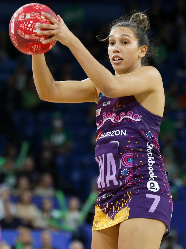 Jemma Mi Mi of the Firebirds never lived out of home before her Super Netball call-up. Picture: James Worsfold/Getty Images