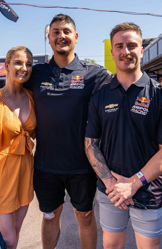 Jade Villani, Brandon Little and Jack Wolfli at the 2023 Darwin Supercars. Picture: Pema Tamang Pakhrin