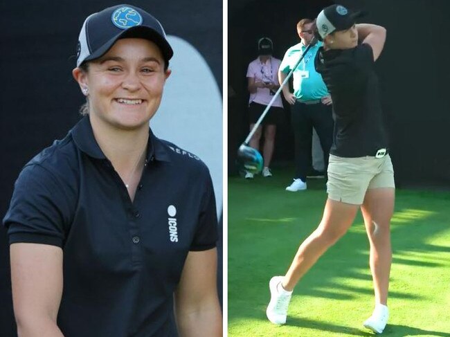 Ash Barty has traded in her racquet for the golf clubs.