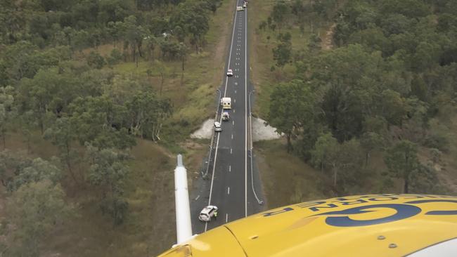 RACQ Capricorn Rescue airlifted two people to hospital this afternoon following a car crash on the Bruce Highway near Wumalgi.