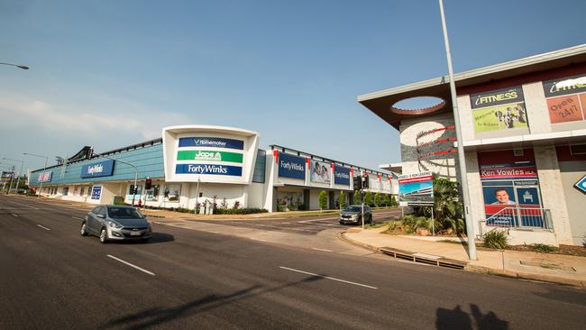 Bagot Rd outside Jape Homemaker Village, depicted, in 2017, the site of a savage mugging of a woman by two teenagers just after 7pm on July 23 last year. Picture: Glenn Campbell