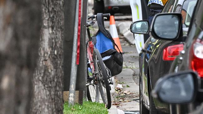 Scene of a fatal accident where a cyclist has died on Wattle Street in Fullarton on the corner of Kenilworth Road. Picture: NCA NewsWire/Brenton Edwards